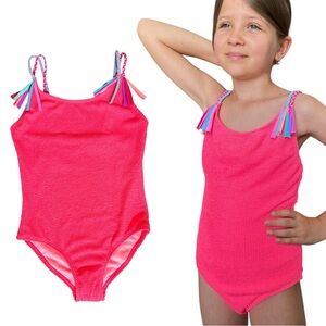 Beach Lingo One Piece Swimsuit Girls Pink Size 10 Tassel Strap